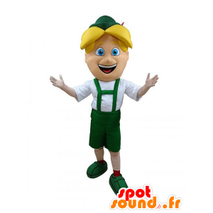 Blond pojkemaskot i grön tyrolsk dräkt - Spotsound maskot