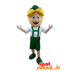 Mascot blonde jongen gekleed in groen Tiroler - MASFR033048 - Mascottes Boys and Girls