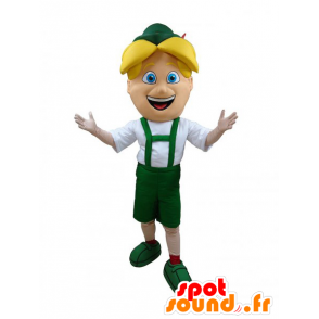 Blond drengemaskot i grønt tyrolsk tøj - Spotsound maskot