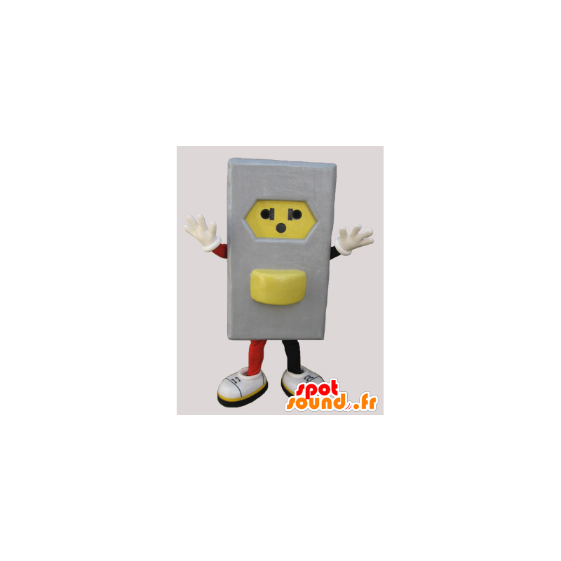Mascot gray and yellow electrical outlet - MASFR033049 - Mascots of objects