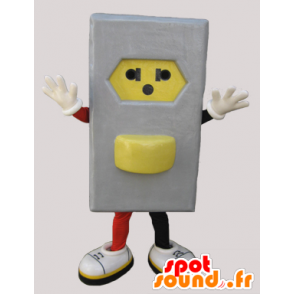 Mascot gray and yellow electrical outlet - MASFR033049 - Mascots of objects