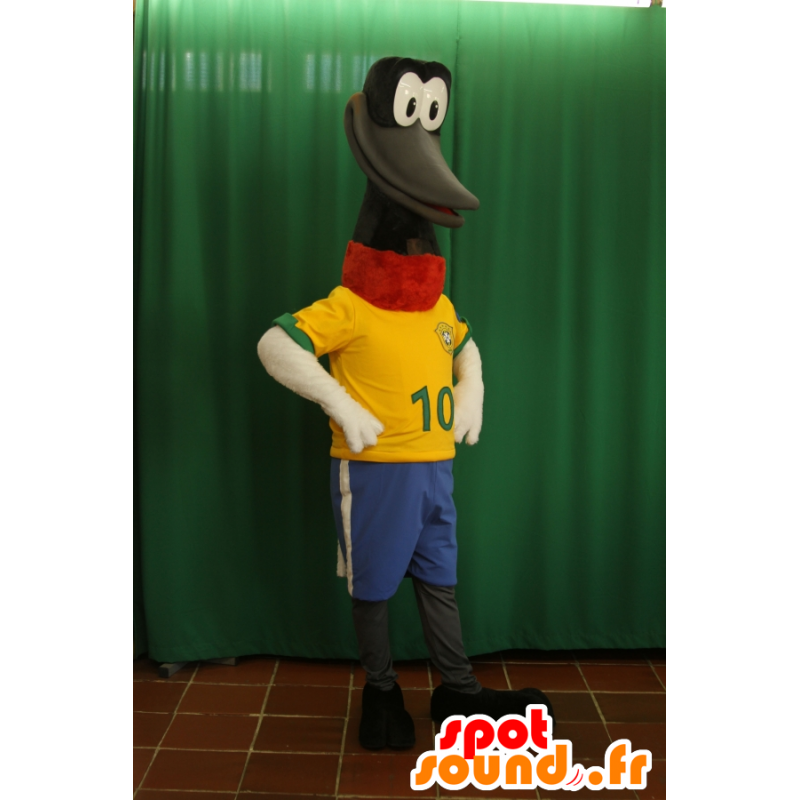 マスコットの鳥 の 大きなくちばしと長い首を持つマスコット黒い鳥 マスコットの鳥 の 大きなくちばしと長い首を持つマスコット黒い鳥