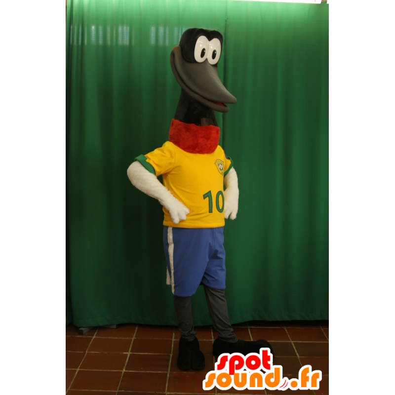 Maskot svart fugl med en lang hals med et stort nebb - MASFR033052 - Mascot fugler