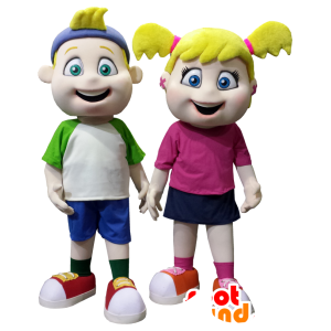 2 maskoty pro děti, dívky a chlapce blondýna - MASFR033057 - maskoti Child