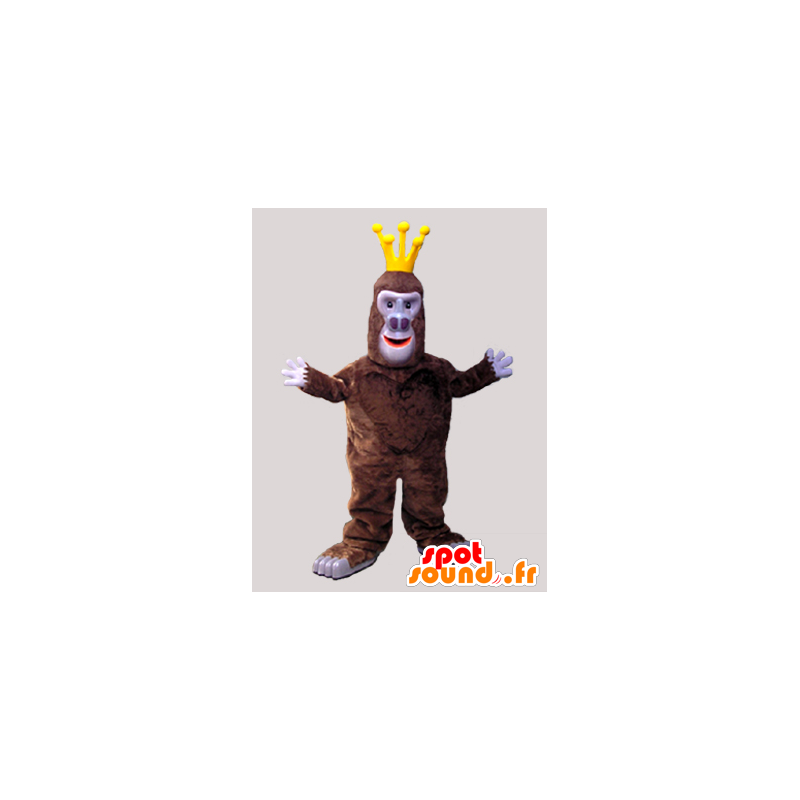 Mascotte de singe gorille marron avec une couronne - MASFR033058 - Mascottes Singe