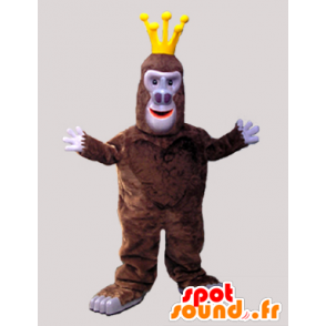 Mascot aap bruin gorilla met een kroon - MASFR033058 - Monkey Mascottes