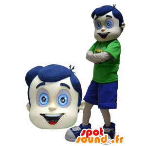 Pojkemaskot med hår och blåa ögon - Spotsound maskot