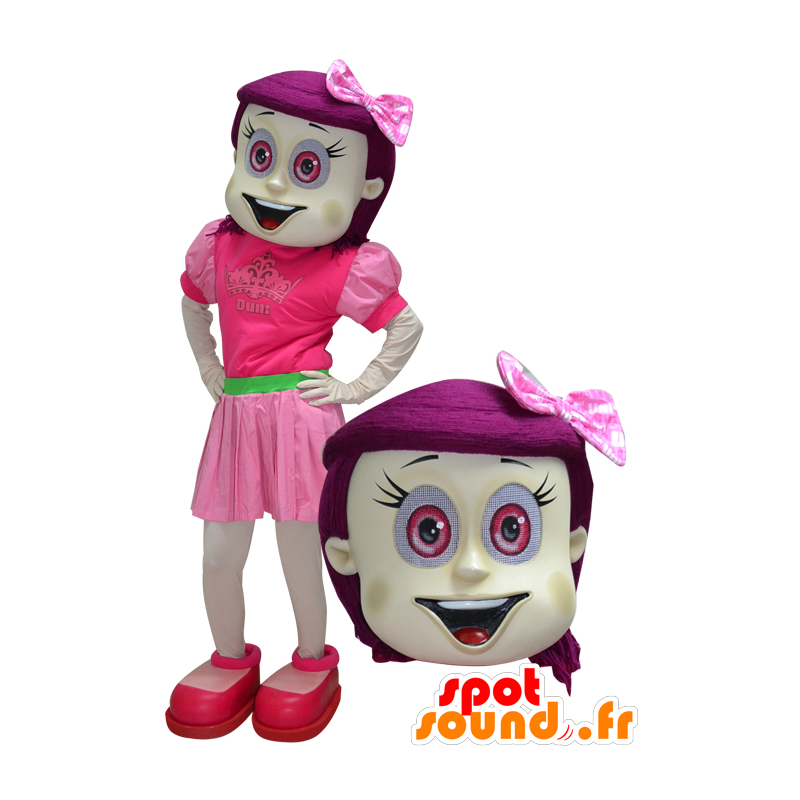 Da mascote da menina com cabelo e rosa olhos - MASFR033061 - Mascotes Boys and Girls