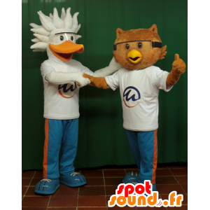 2 mascotes, um pássaro do pelicano e da coruja - MASFR033064 - aves mascote