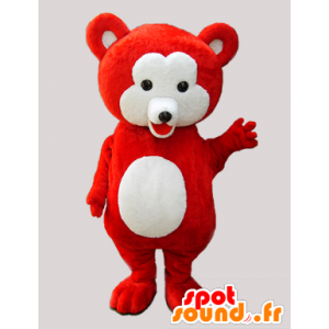 Red teddy mascot and soft white - MASFR033065 - Bear mascot