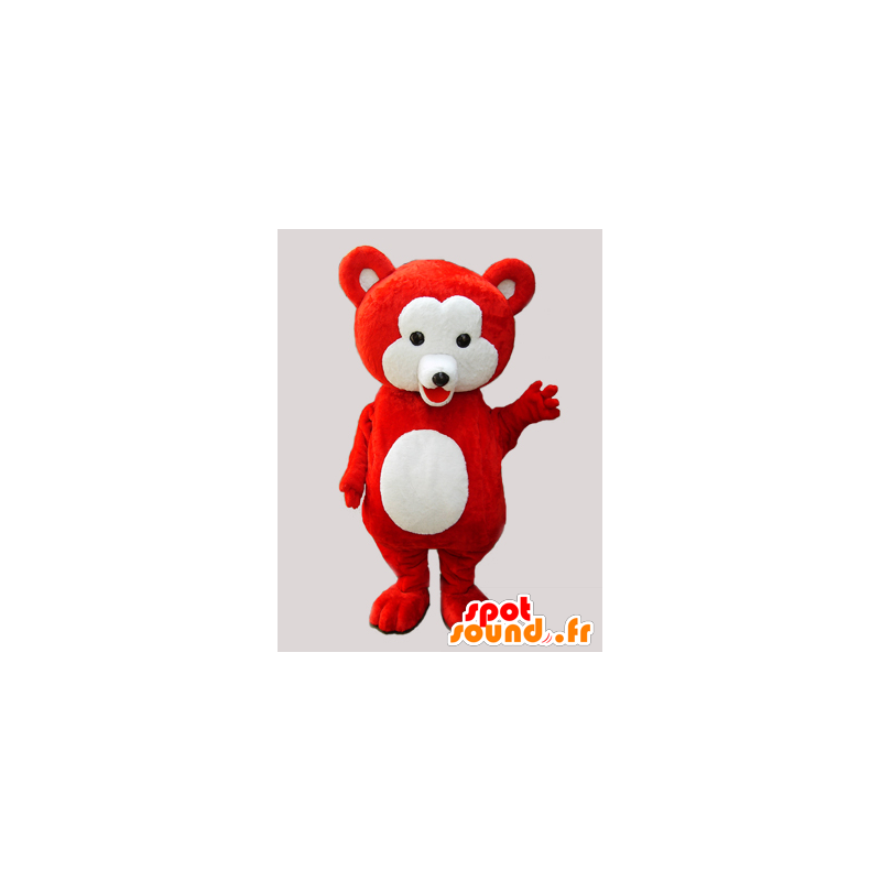 Red teddy maskot a měkký bílý - MASFR033065 - Bear Mascot Red teddy maskot a měkký bílý - MASFR033065 - Bear Mascot
