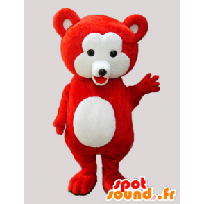 Red teddy mascot and soft white - MASFR033065 - Bear mascot