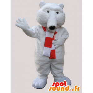 Mascot urso branco macio com um lenço - MASFR033066 - mascote do urso