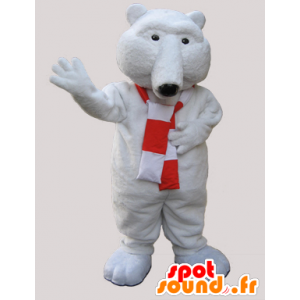 Maskot myk hvit bjørn med et skjerf - MASFR033066 - bjørn Mascot