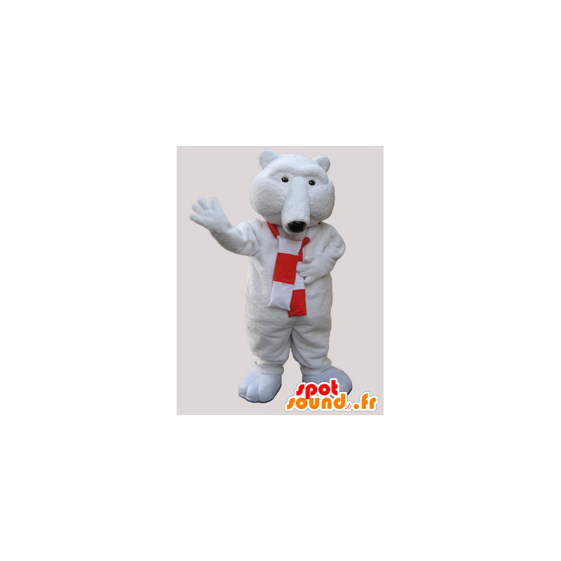 Mascot urso branco macio com um lenço - MASFR033066 - mascote do urso