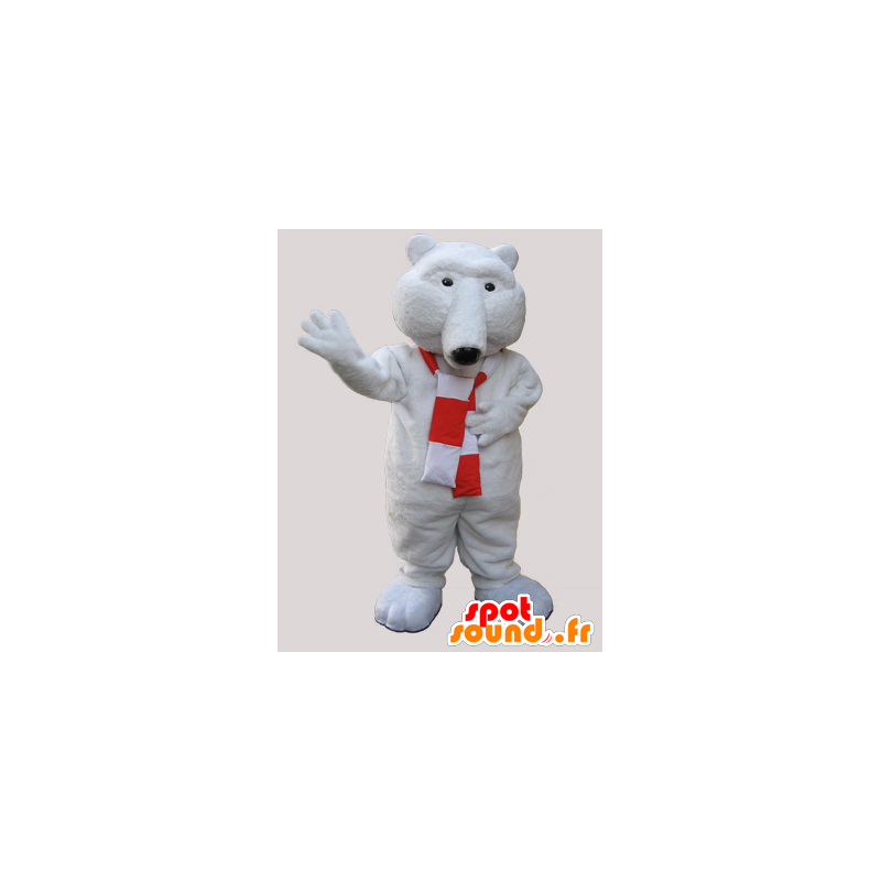 Mascotte zachte witte beer met een sjaal - MASFR033066 - Bear Mascot