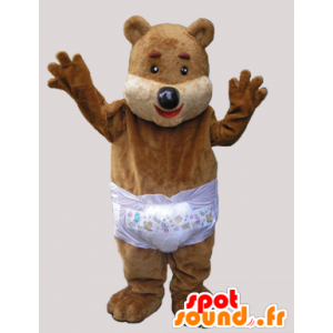 Brown teddy mascot with a layer - MASFR033067 - Bear mascot