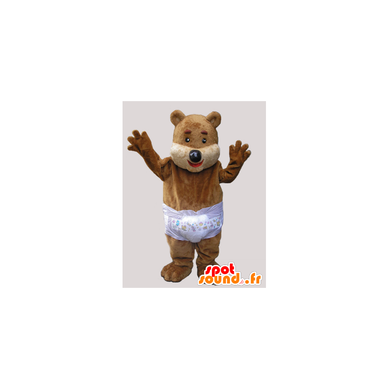 Brun nallebjörnmaskot med en kappa - Spotsound maskot