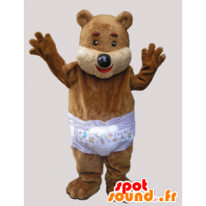 Brun teddy maskot med et sjikt - MASFR033067 - bjørn Mascot