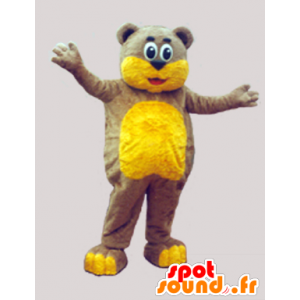 Blødbrun og gul bamse-maskot - Spotsound maskot