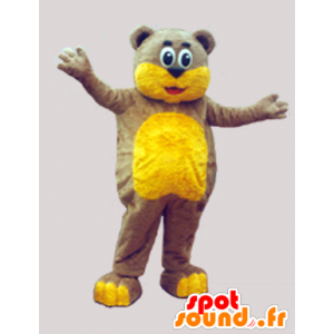 Bruine teddy mascotte en zacht geel - MASFR033068 - Bear Mascot