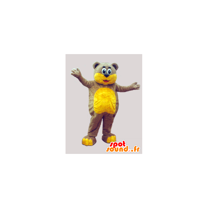 Mascotte de nounours marron et jaune tout doux - MASFR033068 - Mascotte d'ours