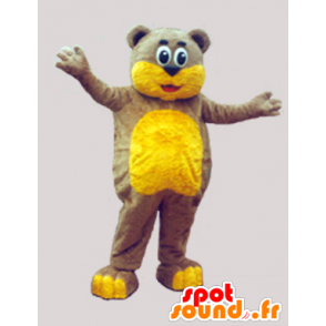 Brown teddy mascot and soft yellow - MASFR033068 - Bear mascot