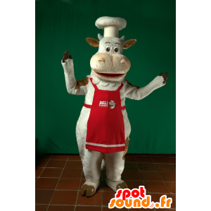 Bílá kráva Maskot chef - Maskoti krávy - MASFR033069 - SpotSound.fr