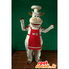 Weiße Kuh-Maskottchen-Koch - MASFR033069 - Maskottchen Kuh