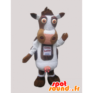 Wit leuke koe mascotte en bruine - MASFR033071 - koe Mascottes