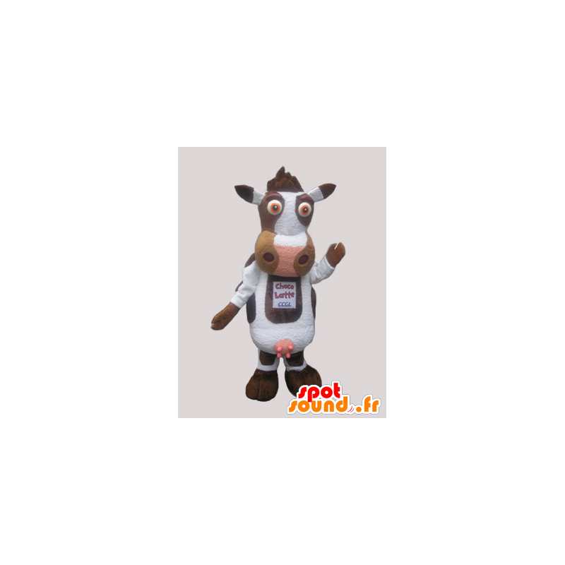 Sød hvid og brun ko maskot - Spotsound maskot