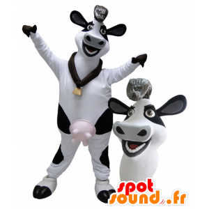 Jätte vit och svart mjölkko maskot - Spotsound maskot