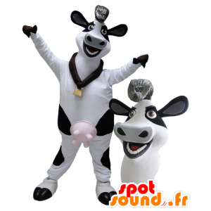 Kæmpe hvid og sort mælkeko-maskot - Spotsound maskot