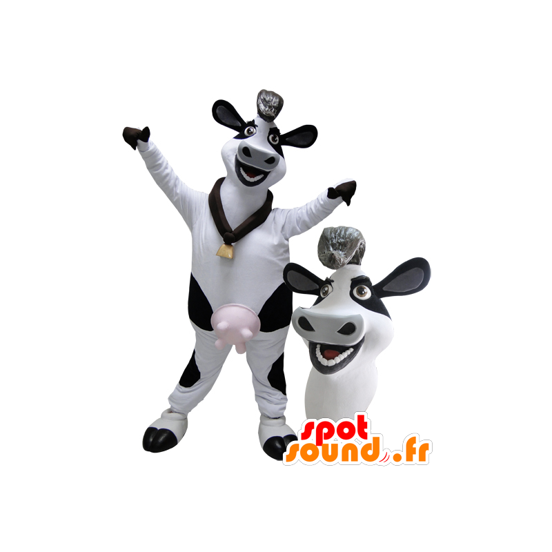 Riesen-Schwarz-Weiß-Milchkuh Maskottchen - MASFR033072 - Maskottchen Kuh