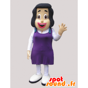 Mascot brunette med lilla kjole - MASFR033074 - Kvinne Maskoter