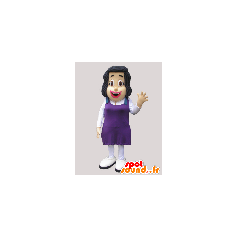 Bruna mascotte con un abito viola - MASFR033074 - Donna di mascotte