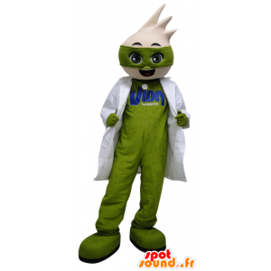 Mascotte de bonhomme vert avec une blouse blanche - MASFR033078 - Mascottes Homme