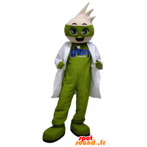 Mascotte uomo verde con un camice bianco - MASFR033078 - Umani mascotte