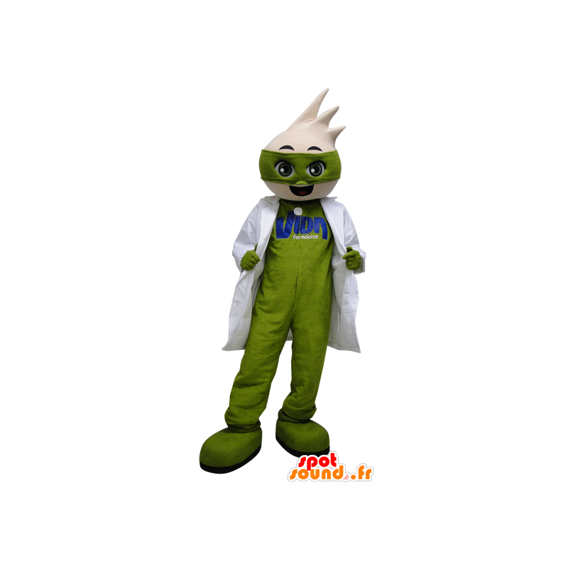 Green man mascot with a white coat - MASFR033078 - Human mascots