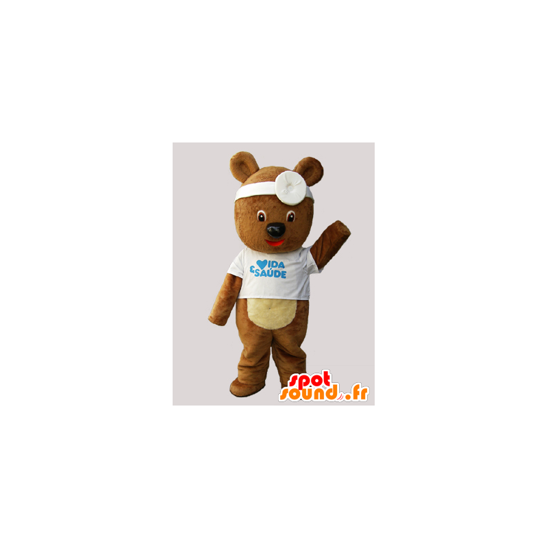 Mascotte de nounours, d'ourson marron déguisé en docteur - MASFR033079 - Mascotte d'ours