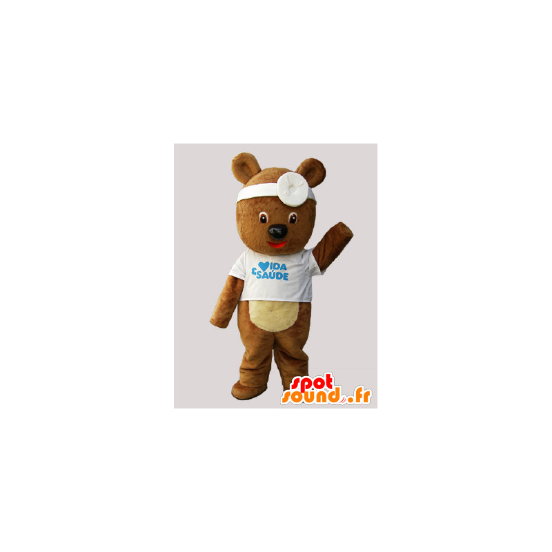 Mascote de pelúcia, disfarçado como um urso marrom médico - MASFR033079 - mascote do urso