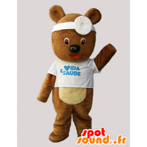 Mascota de peluche, disfrazado de oso pardo médico - MASFR033079 - Oso mascota