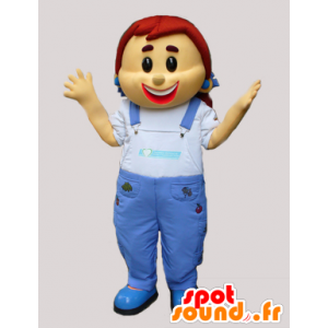 Mascot jente i denim overall - MASFR033080 - Maskoter gutter og jenter