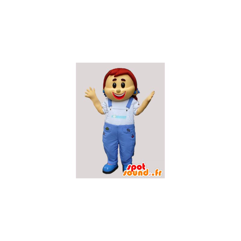 Mascotte girl in denim overalls - MASFR033080 - Mascots boys and girls