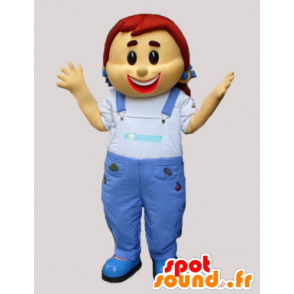 Mascotte girl in denim overalls - MASFR033080 - Mascots boys and girls