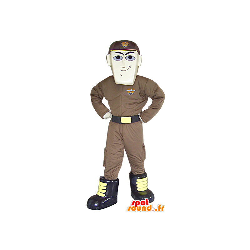Mascot man futuristic holding superhero mascot - MASFR033081 - Human mascots