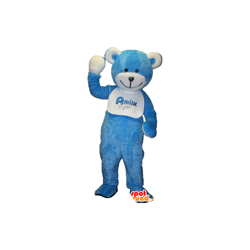 Teddy mascotte, blauw en witte teddybeer - MASFR033091 - Bear Mascot