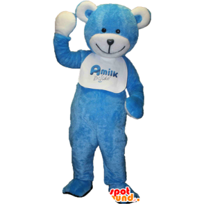 Teddy mascotte, blauw en witte teddybeer - MASFR033091 - Bear Mascot