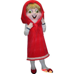 Mascotte de chaperon rouge blonde aux yeux verts - MASFR033092 - Mascottes Humaines