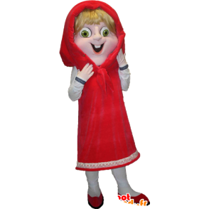 Mascot Red Riding Hood blond met groene ogen - MASFR033092 - Human Mascottes
